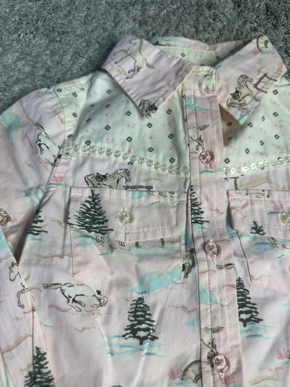 Gymboree Park City Luxe Western horse print button-down shirt 3 vintage 2006